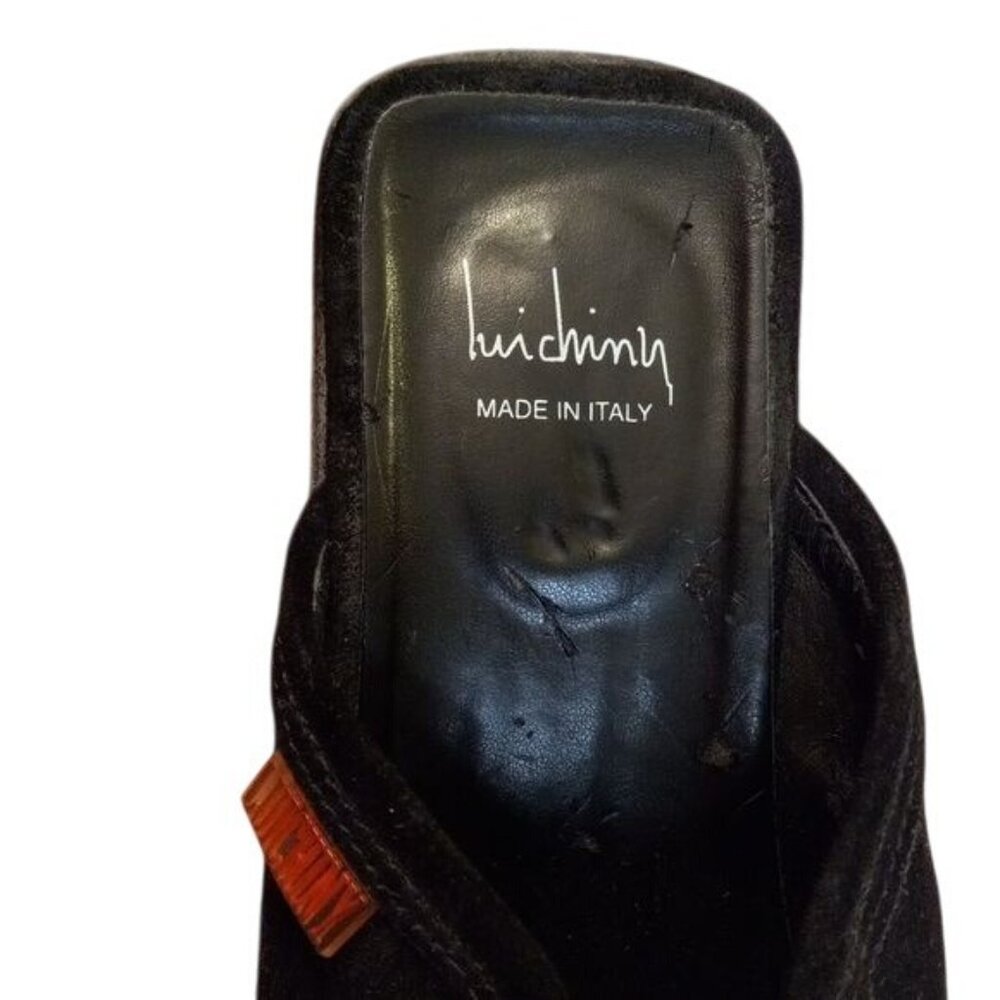 Luichiny Size 40 US 9 - 9.5 Womens Black Suede Slip-On Mules Low Wedge Heel - Picture 6 of 8